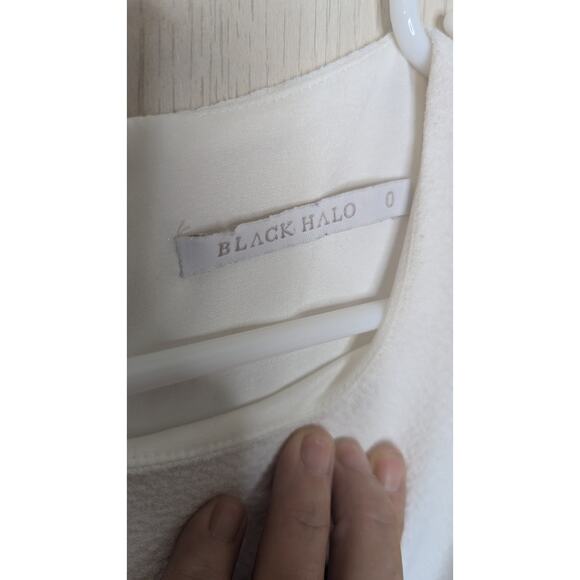 Black Halo white ruffled sleeveless mini Cheryle dress size 0 - Picture 6 of 7